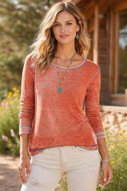 SUNDANCE Lagenlook Sweater Coral Sunfaded Distressed Cotton Pullover Knit Small